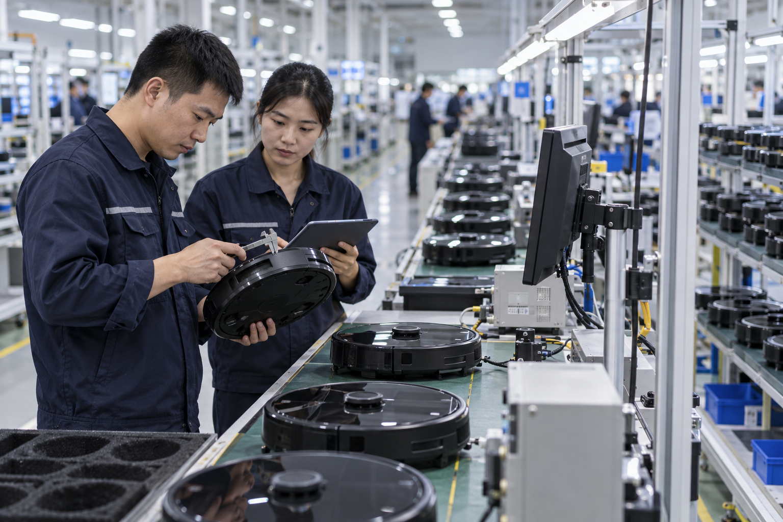 Illustrative robot-vacuum inspection scene